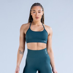 DFYNE Dynamic Backless Sports BH Dame Mørke Turkis Grønn | 08437-CLPI