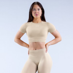 DFYNE Impact Crop Top Dame Beige | 48513-SEXM