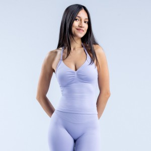 DFYNE Impact Longline Strappy Top Dame Lilla | 61435-LZVC