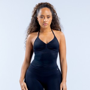 DFYNE Impact Longline Strappy Top Dame Svarte | 34716-NOXP