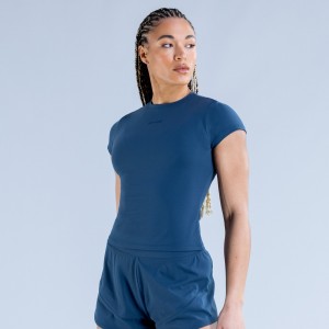 DFYNE Origin Fitted T-Skjorte Dame Blå | 18650-UHLK