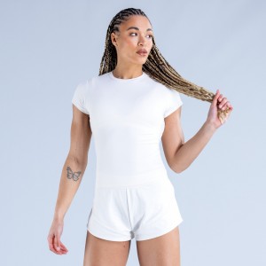 DFYNE Origin Fitted T-Skjorte Dame Hvite | 62815-OQKT