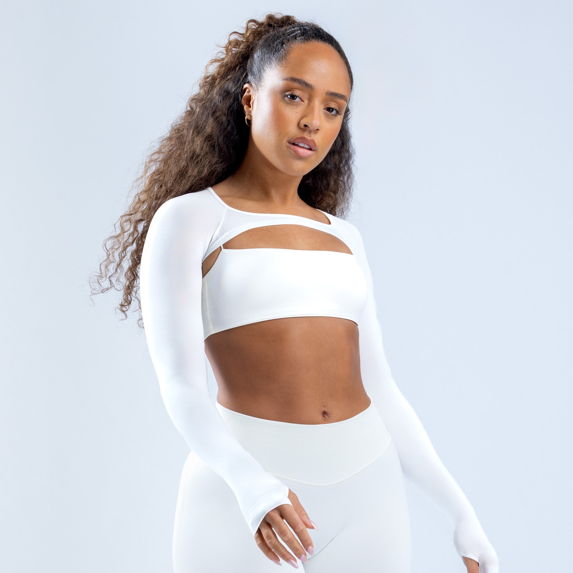 DFYNE Defy Long Sleeve Shrug Dame Hvite | 21305-KHYQ