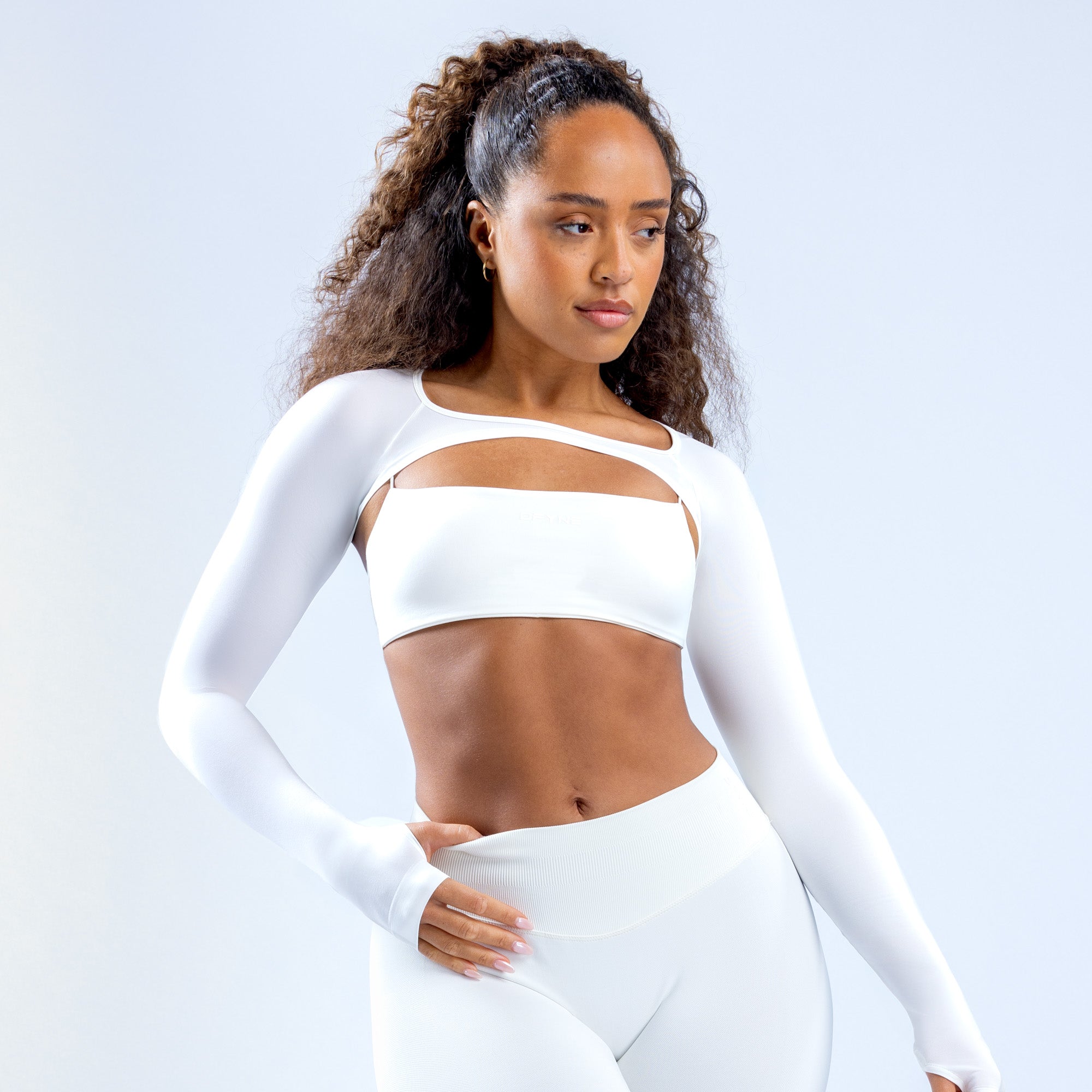 DFYNE Defy Long Sleeve Shrug Dame Hvite | 21305-KHYQ