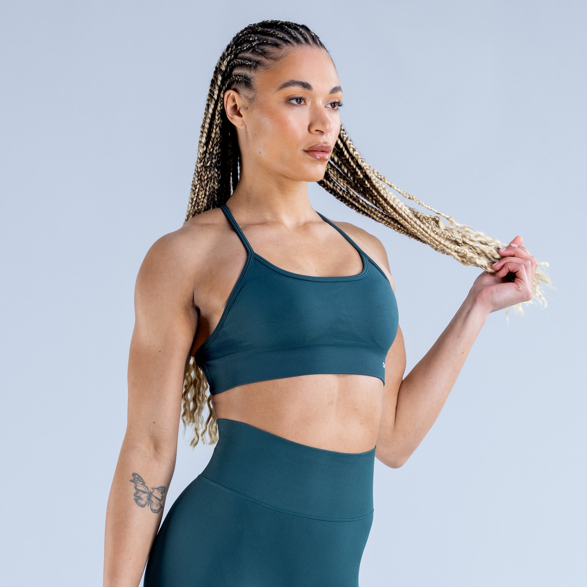 DFYNE Dynamic Backless Sports BH Dame Mørke Turkis Grønn | 08437-CLPI