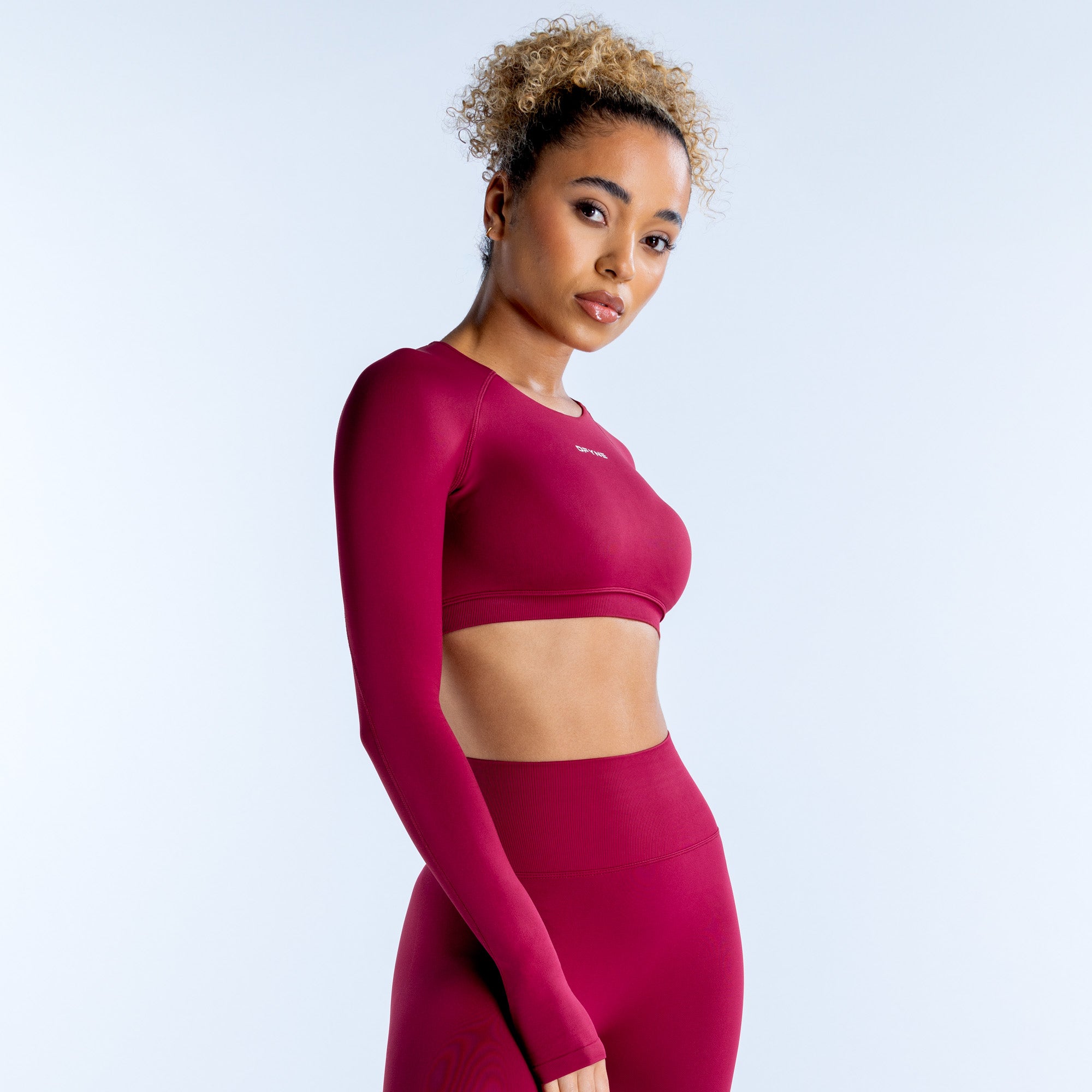 DFYNE Dynamic Long Sleeve Crop Top Dame Fuchsia | 54193-RGAO