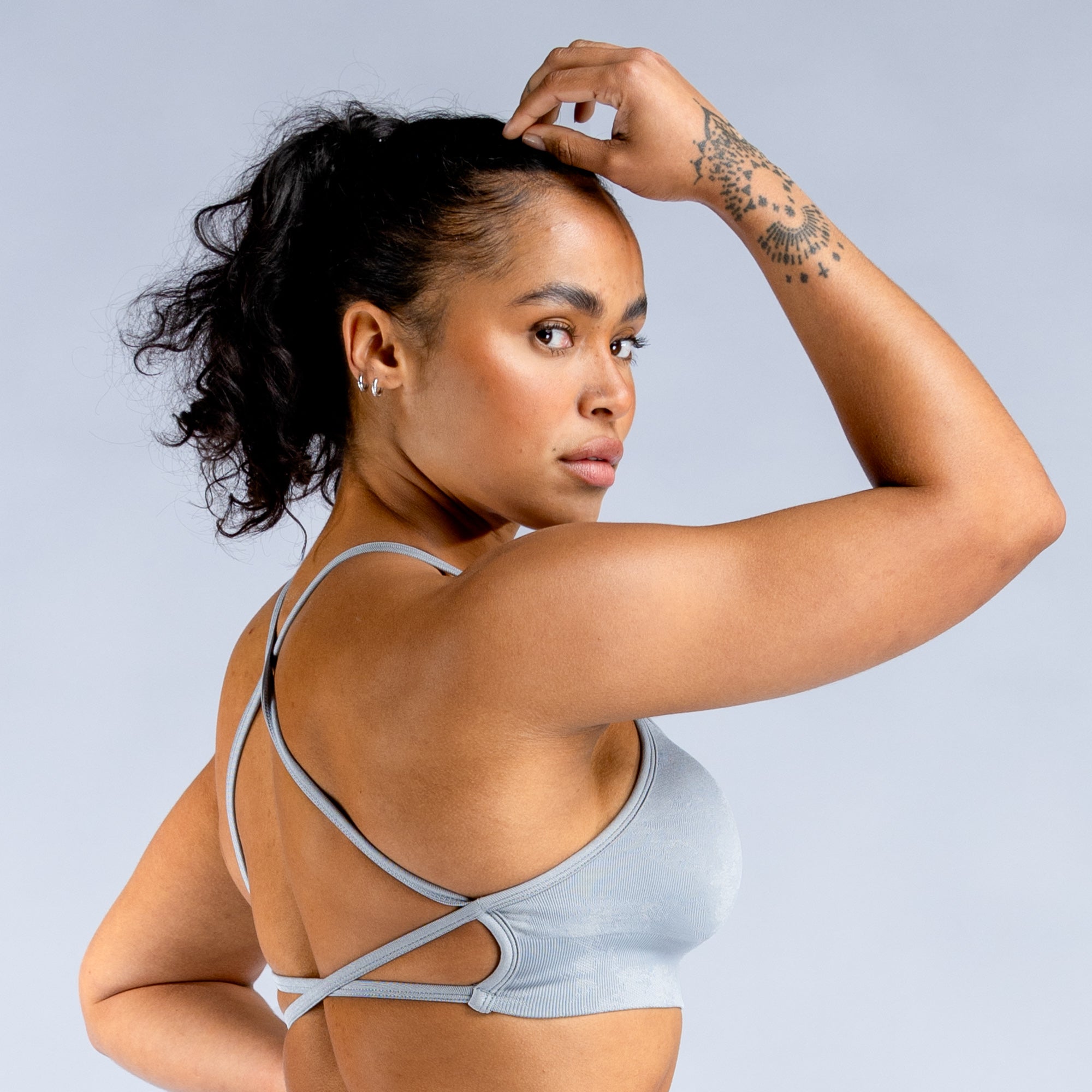 DFYNE Dynamic Mist Backless Sports BH Dame Lyse Grå Hvite | 36159-DYFA