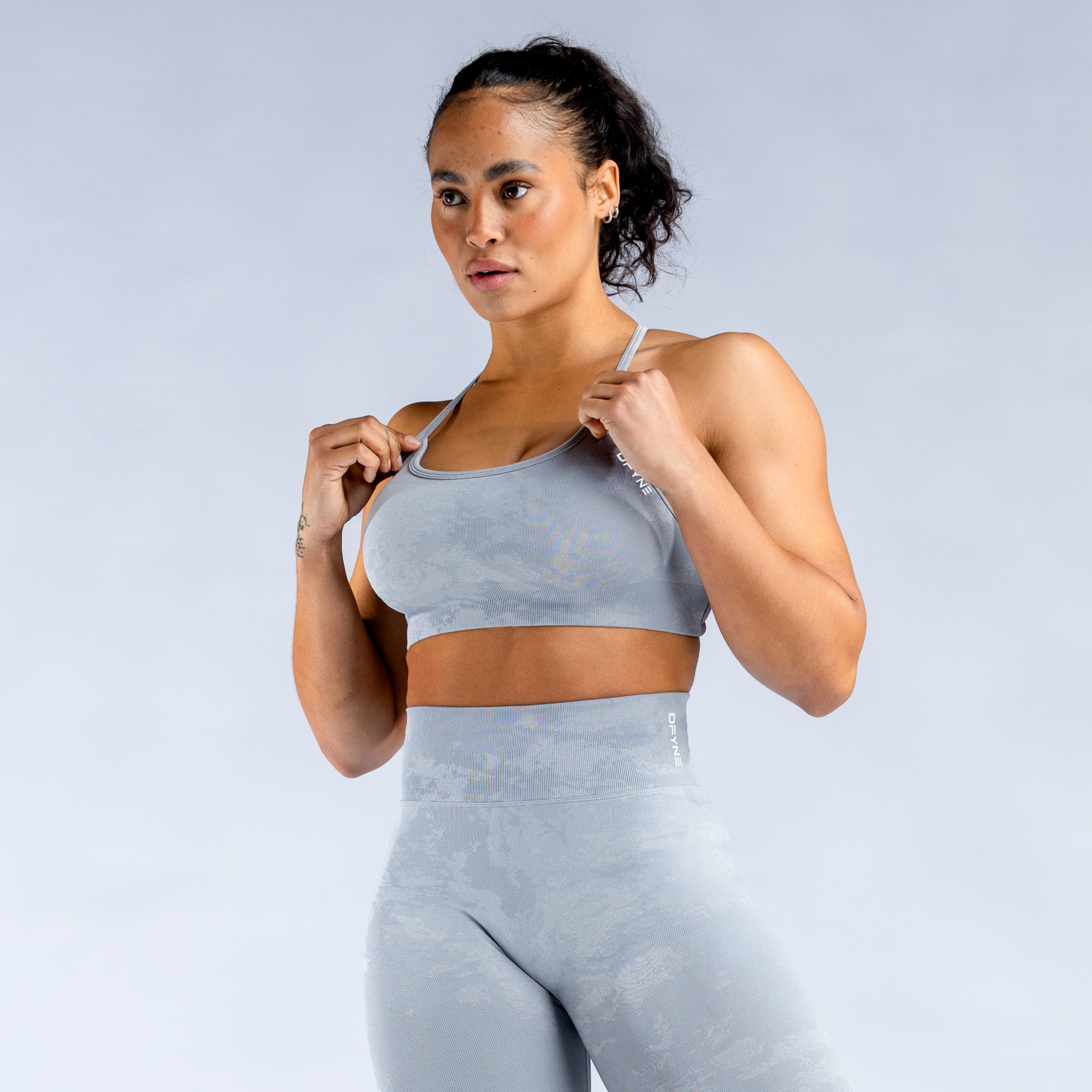 DFYNE Dynamic Mist Backless Sports BH Dame Lyse Grå Hvite | 36159-DYFA