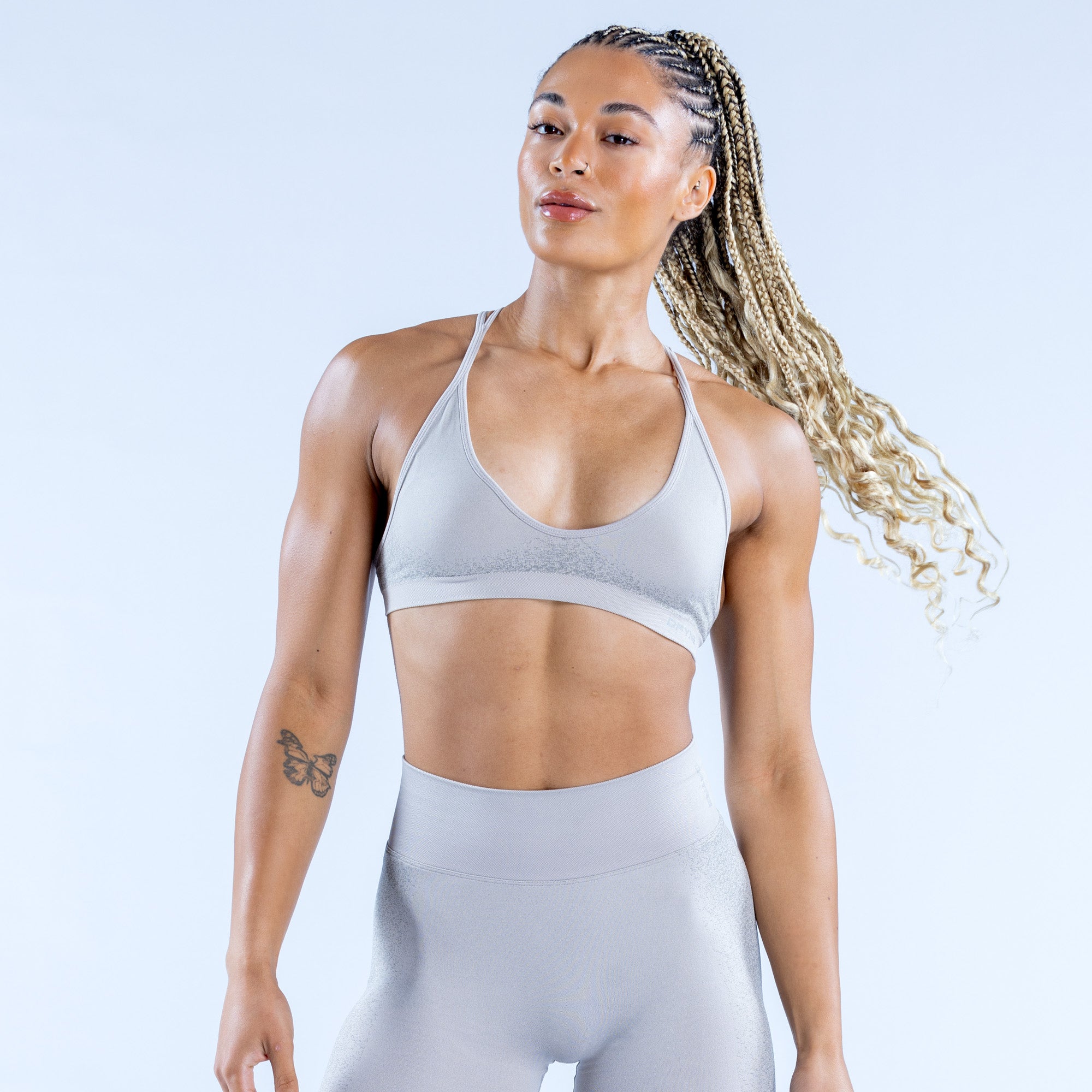 DFYNE Ignite Cross Back Sports BH Dame Lyse Grå | 60295-NBED