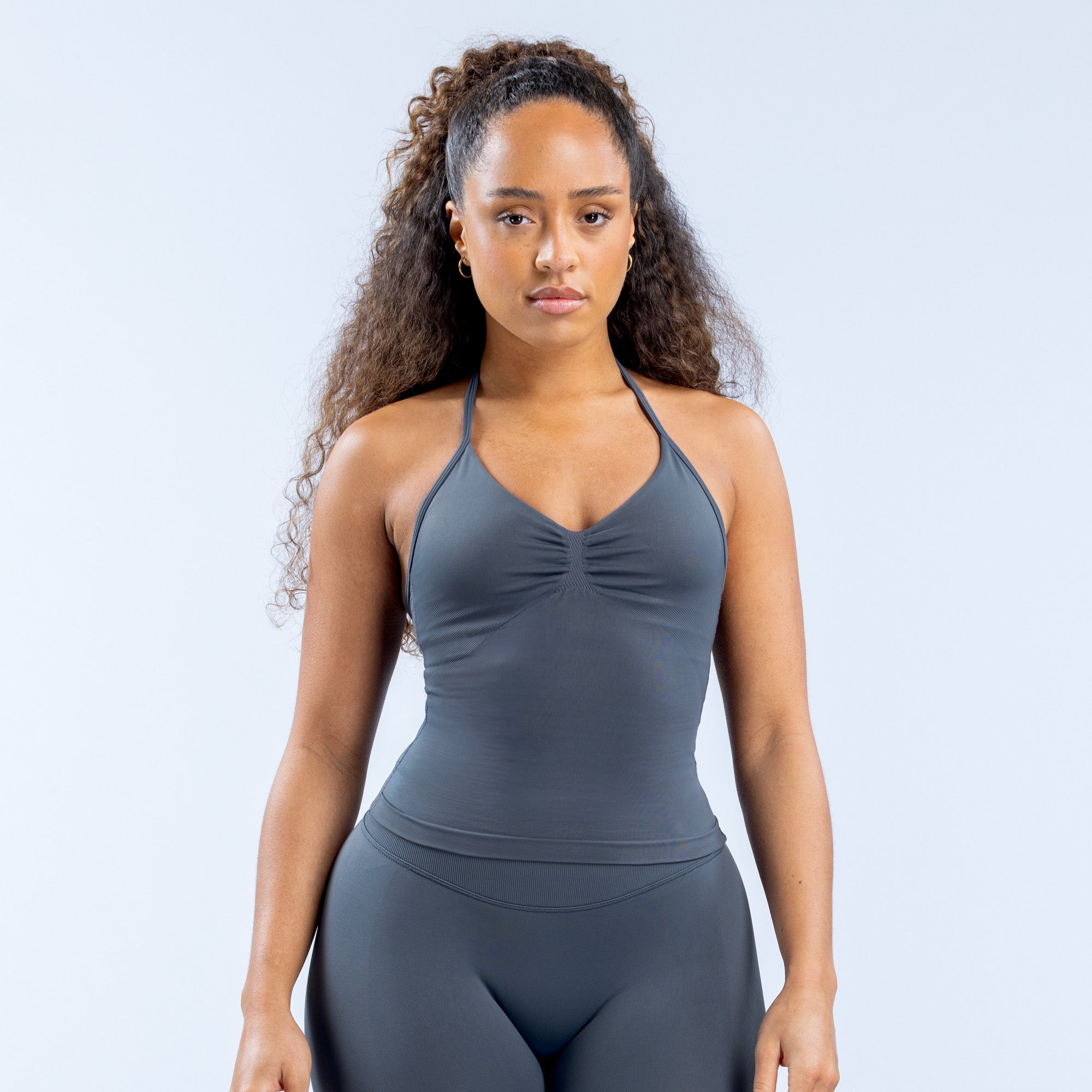 DFYNE Impact Longline Strappy Top Dame Grå | 93857-WTUX