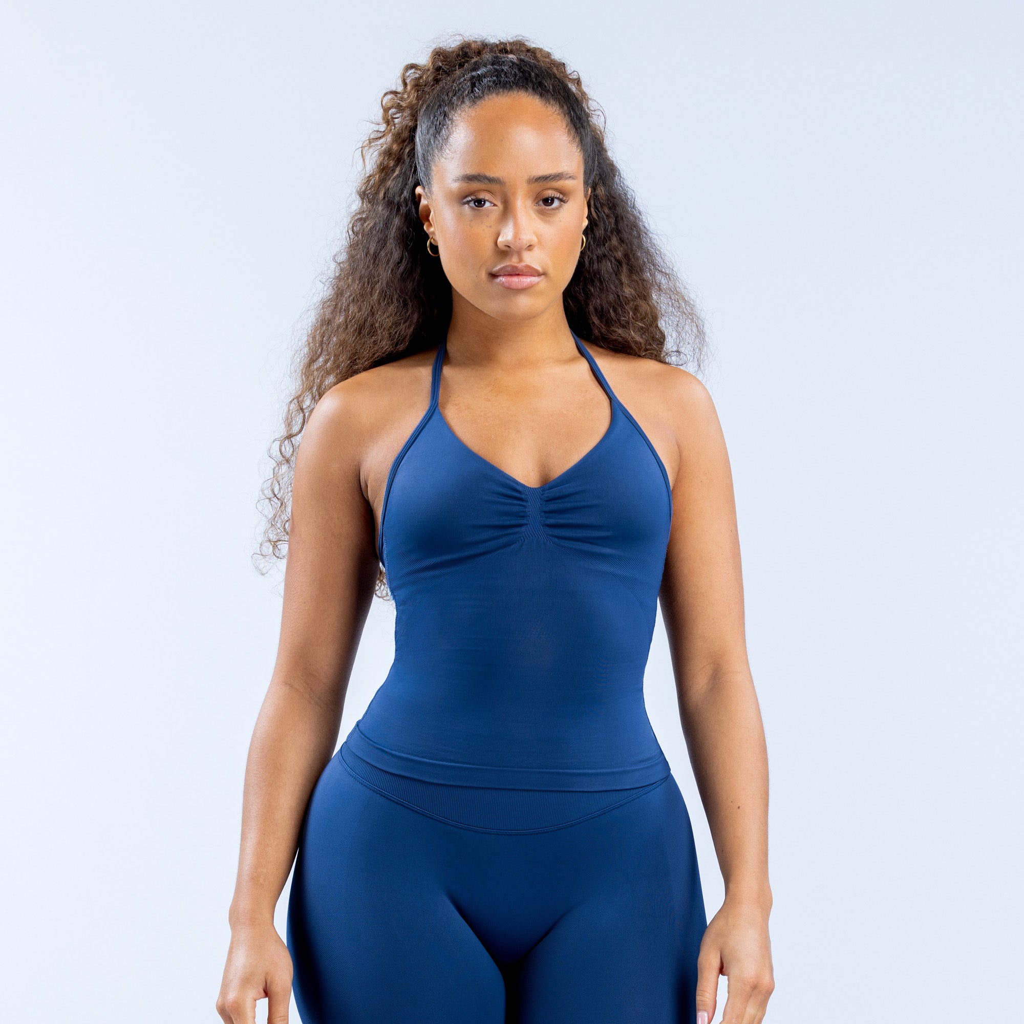 DFYNE Impact Longline Strappy Top Dame Marineblå | 46308-PZVH