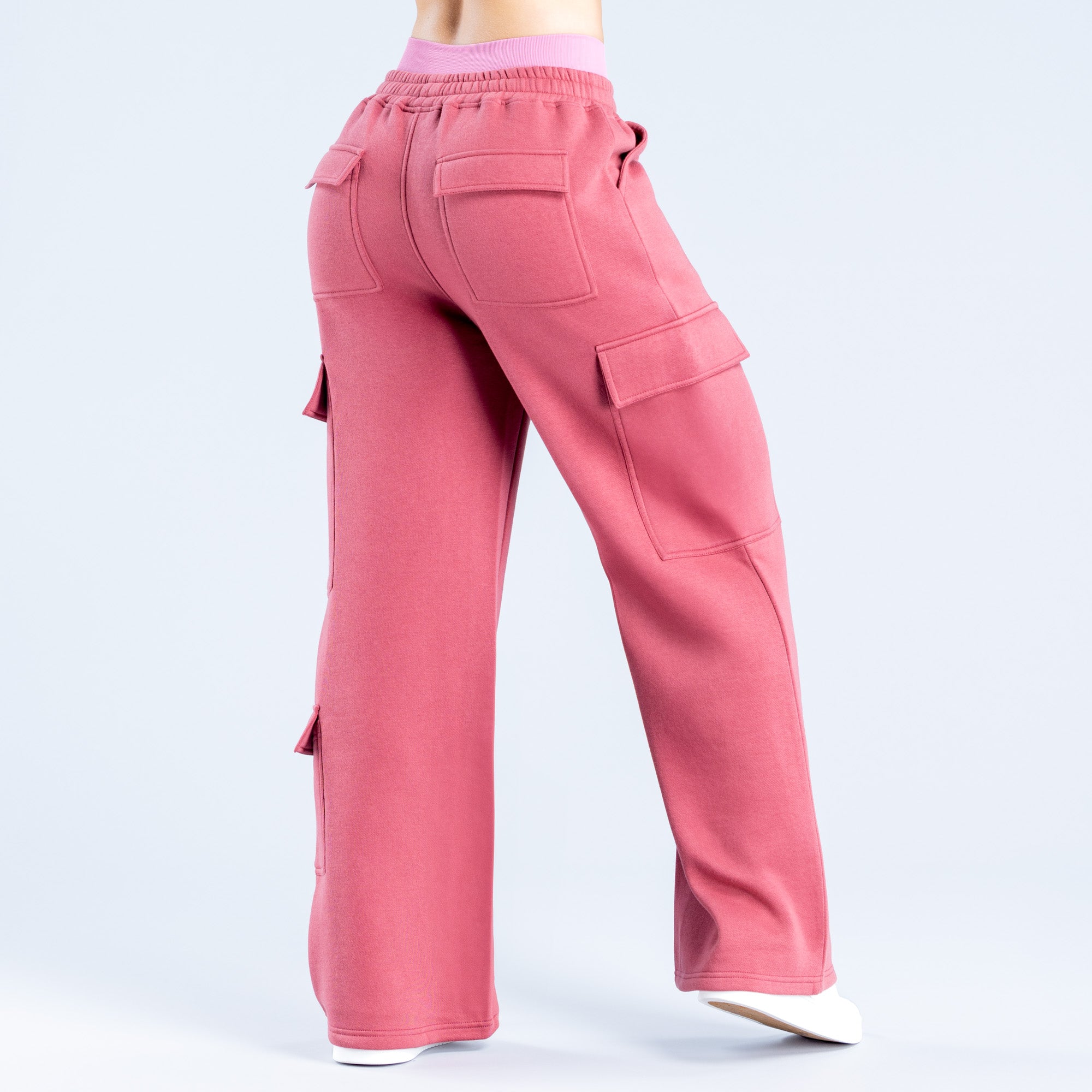 DFYNE Lanyi Edit Wide Leg Cargo Joggebukse Dame Dyp Rosa | 21543-OMIE