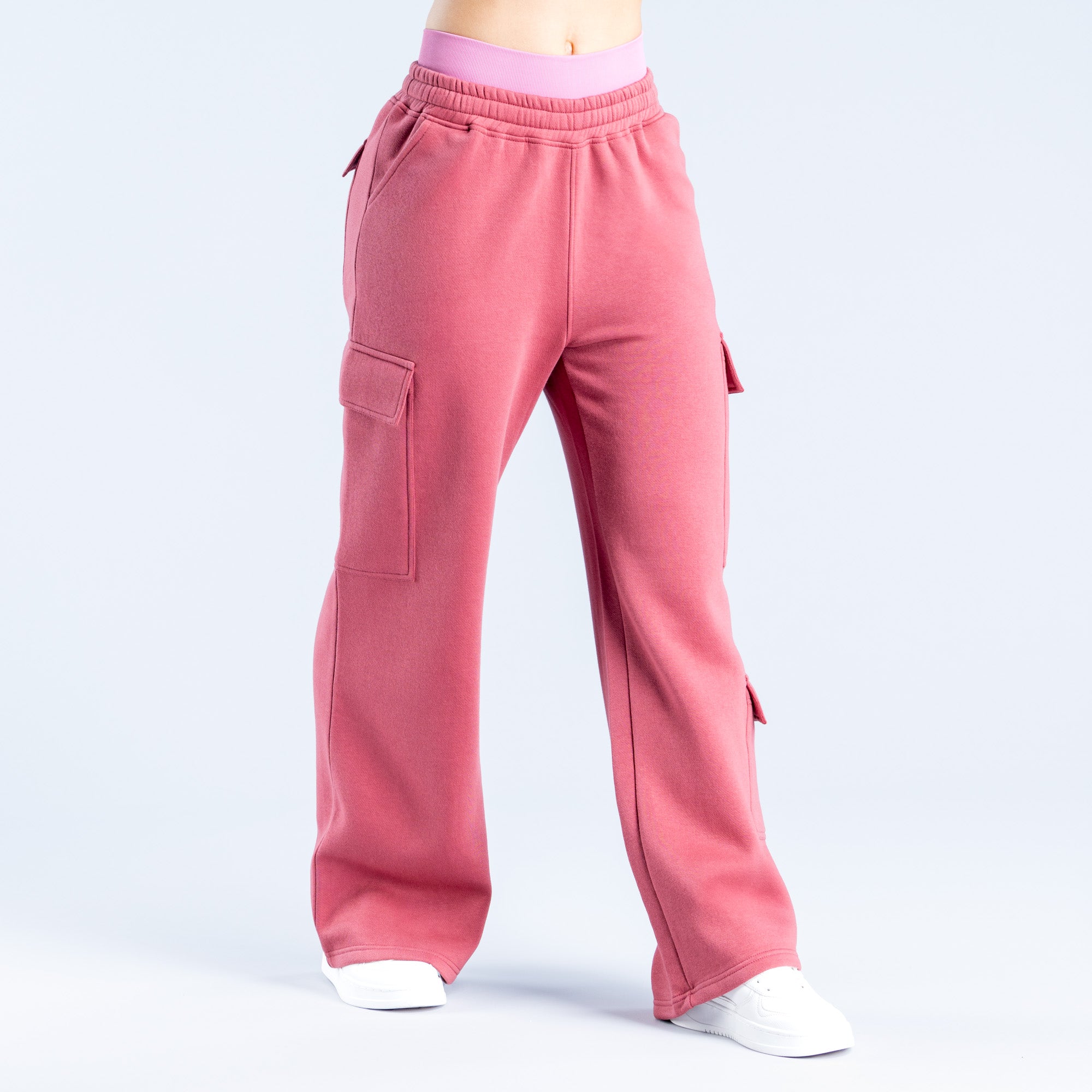 DFYNE Lanyi Edit Wide Leg Cargo Joggebukse Dame Dyp Rosa | 21543-OMIE