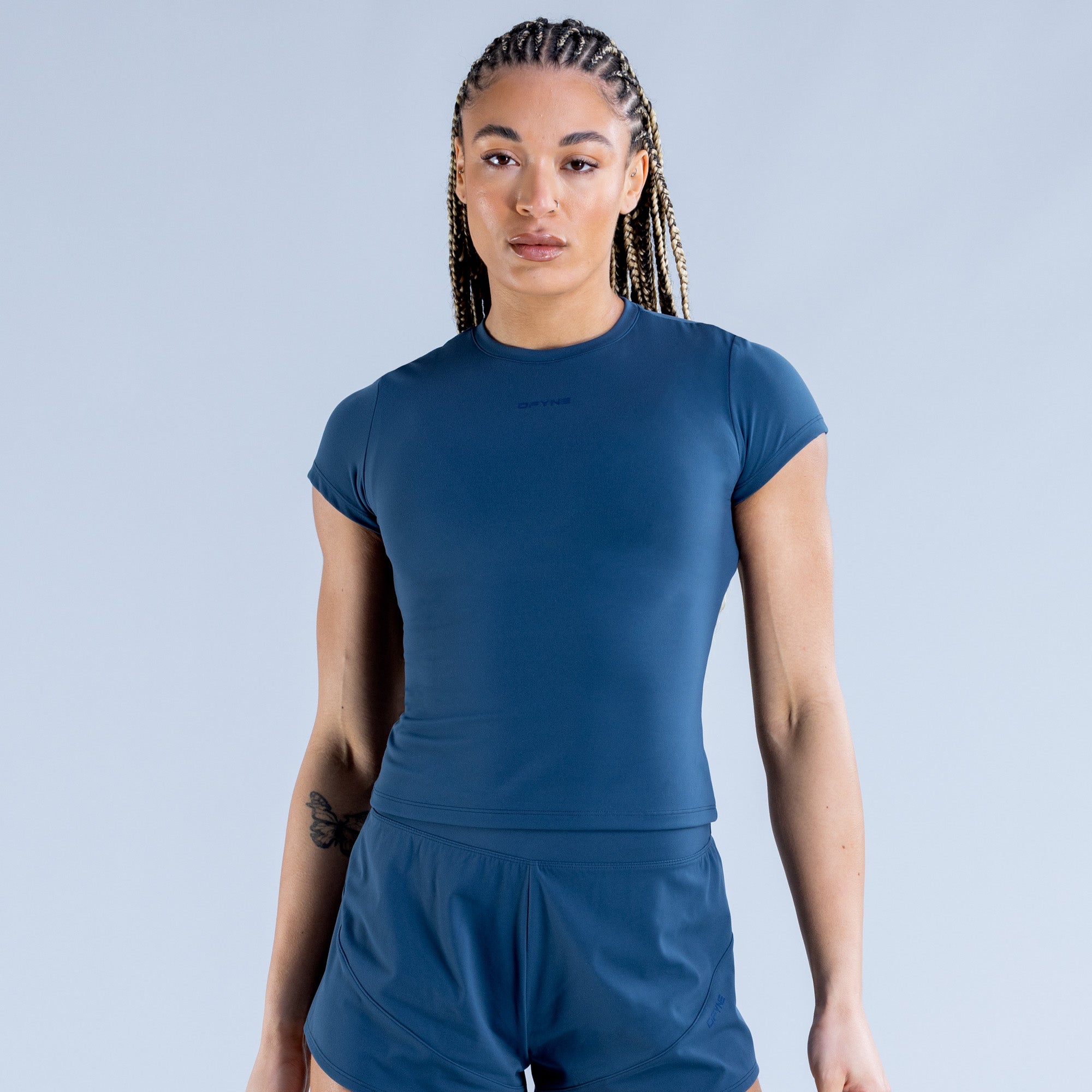 DFYNE Origin Fitted T-Skjorte Dame Blå | 18650-UHLK