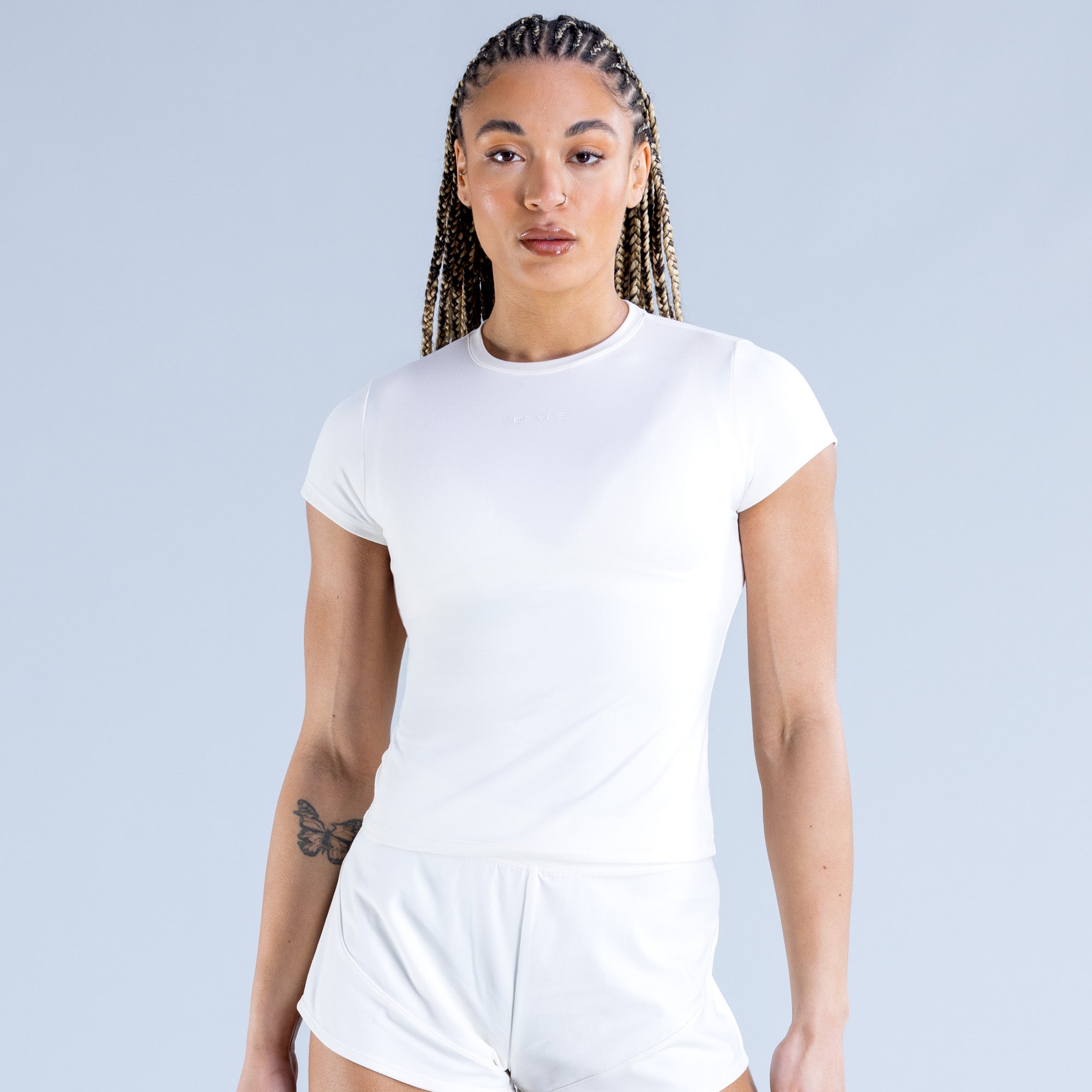 DFYNE Origin Fitted T-Skjorte Dame Hvite | 62815-OQKT
