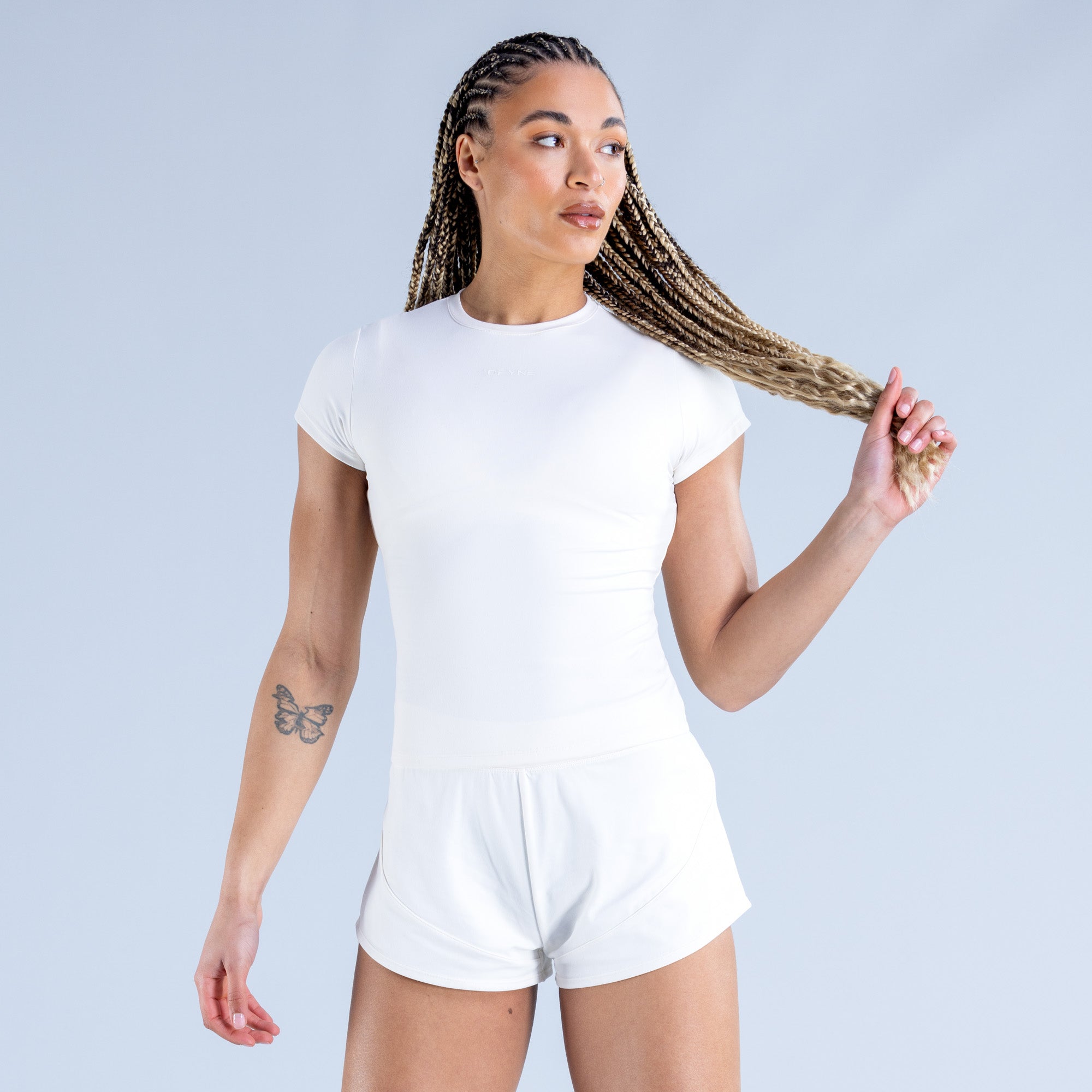 DFYNE Origin Fitted T-Skjorte Dame Hvite | 62815-OQKT