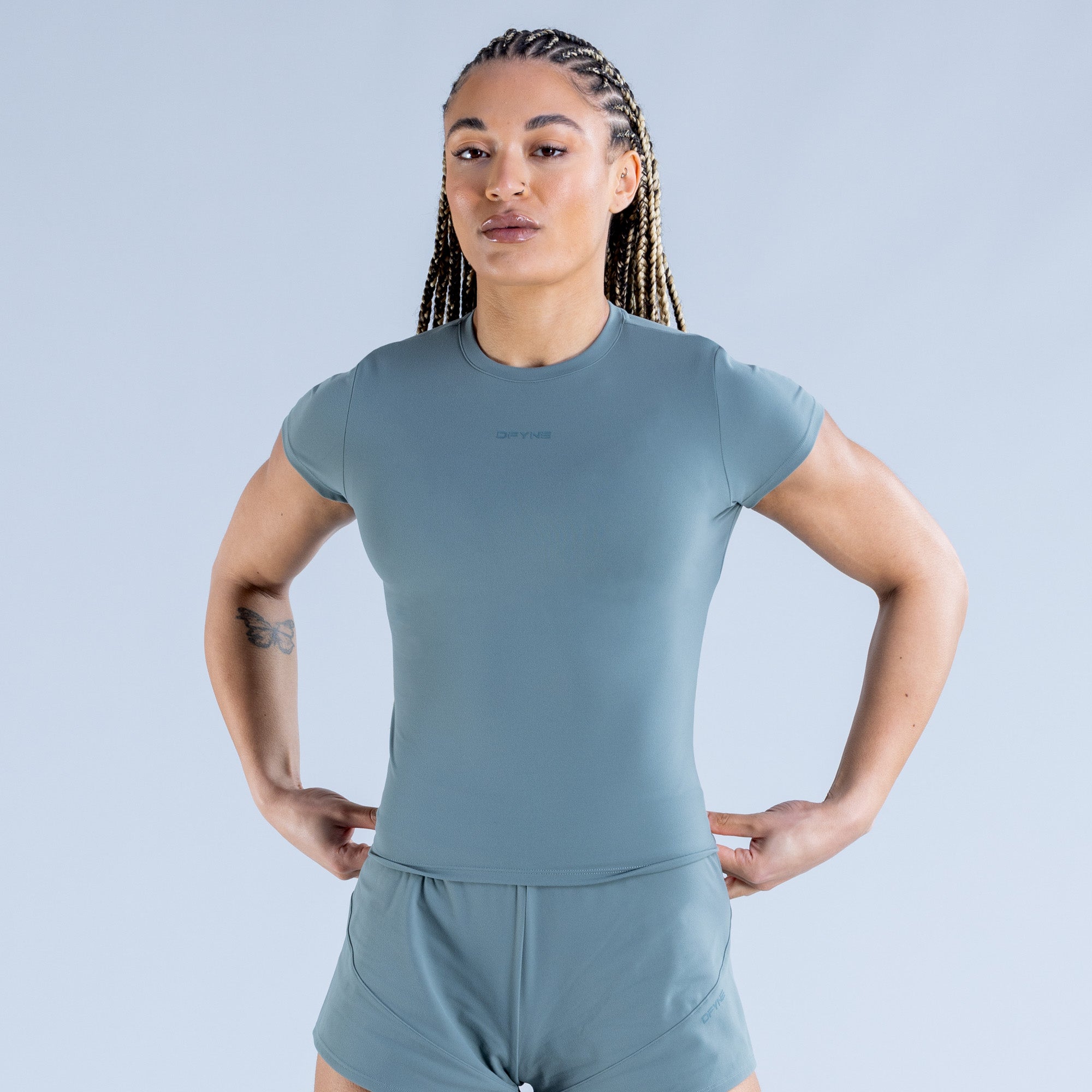 DFYNE Origin Fitted T-Skjorte Dame Olivengrønne | 25960-ZFVR