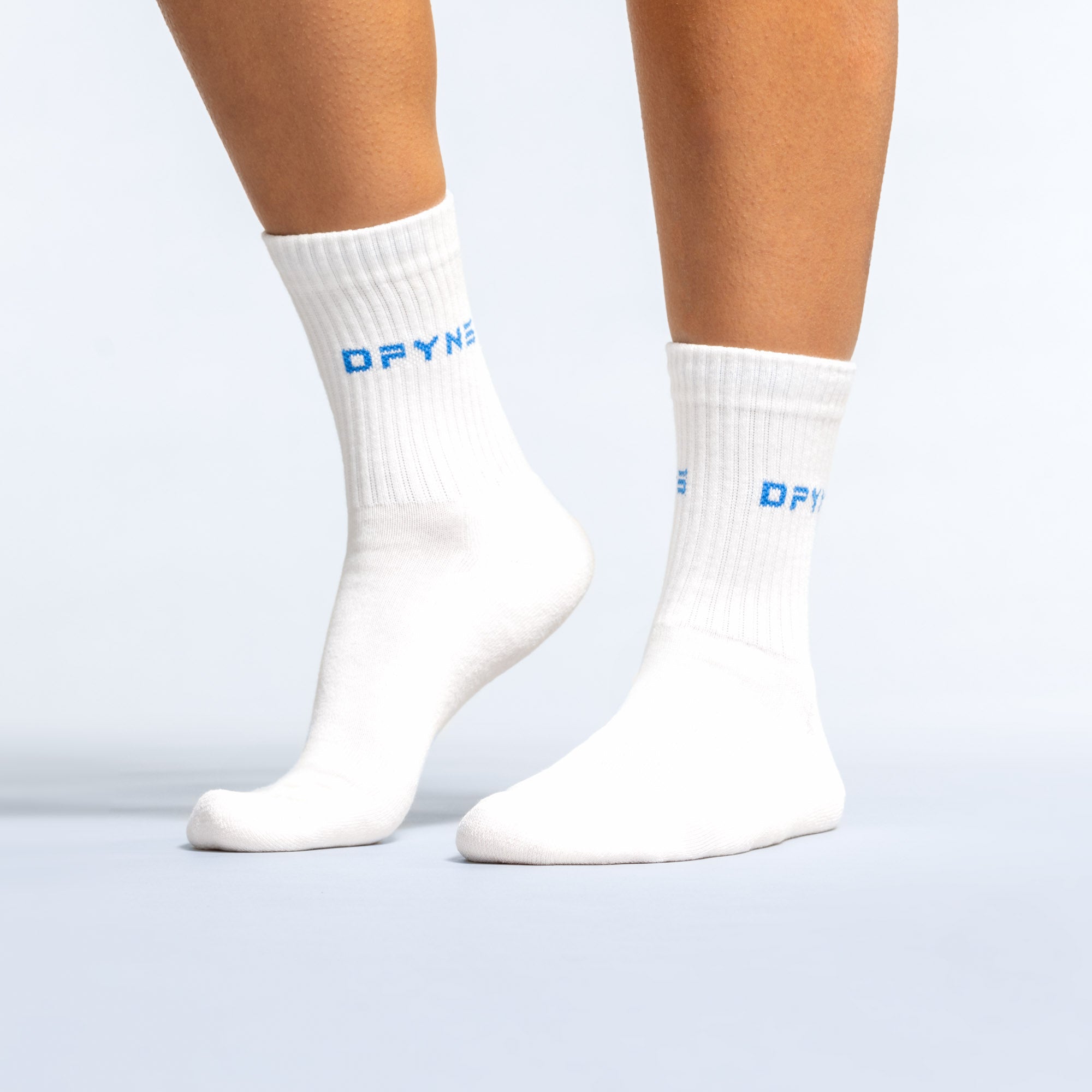 DFYNE Revive Crew Sokker Dame Hvite Blå | 21548-DPFX